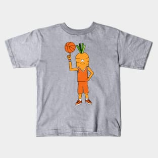 Funny Basketball Player Carrot Character Kids T-Shirt